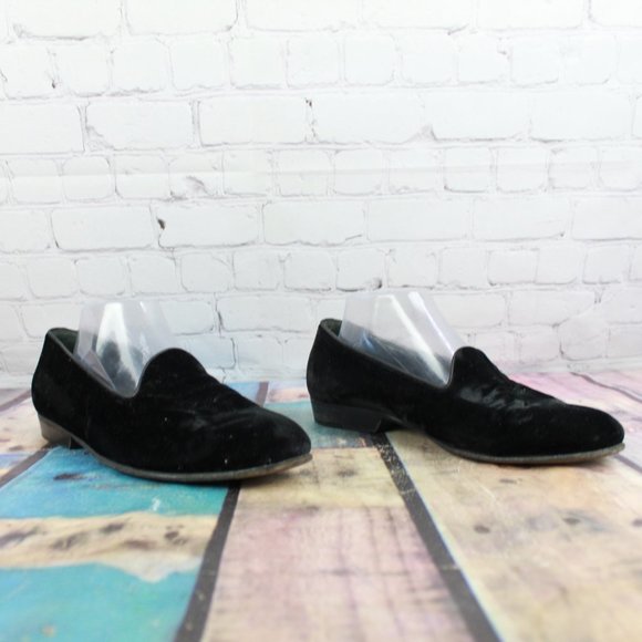 Cole Haan Black Velvet Smoking Slip on Flats Shoes Size 8.5 M - Picture 3 of 9